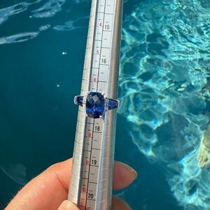 Sapphire and diamond 10k white gold ring